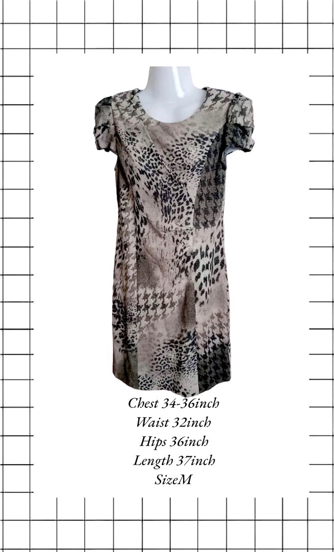 Office dinner formal print earth color dress, Women's Fashion, Dresses