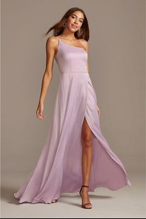 One shoulder Satin Prom/Bridesmaid dress in Iris