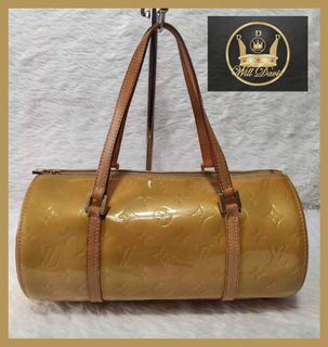 Auth Louis Vuitton Papillon Handbag Tote Bag Enamel yellow Color