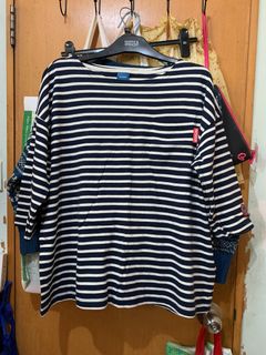 日版Outdoor橫紋口袋寬鬆中袖百搭上衣衫64206601564163110