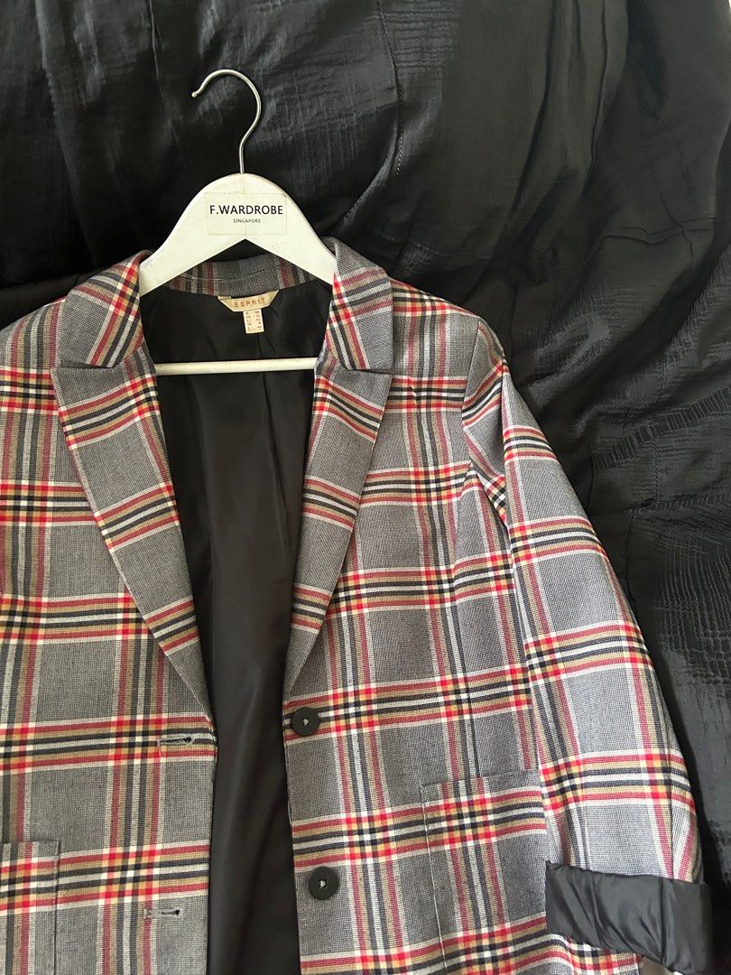 Checkered sales oversized blazer