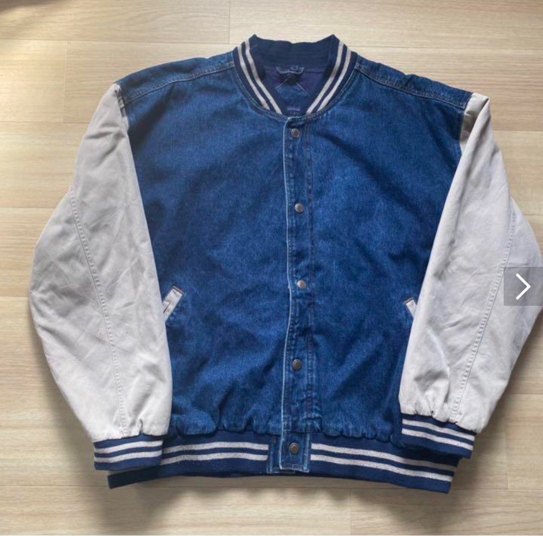 Mens denim hotsell baseball jacket