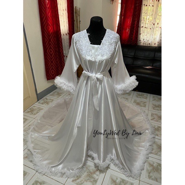 Plus Size Bridal Robe with Inner on Carousell