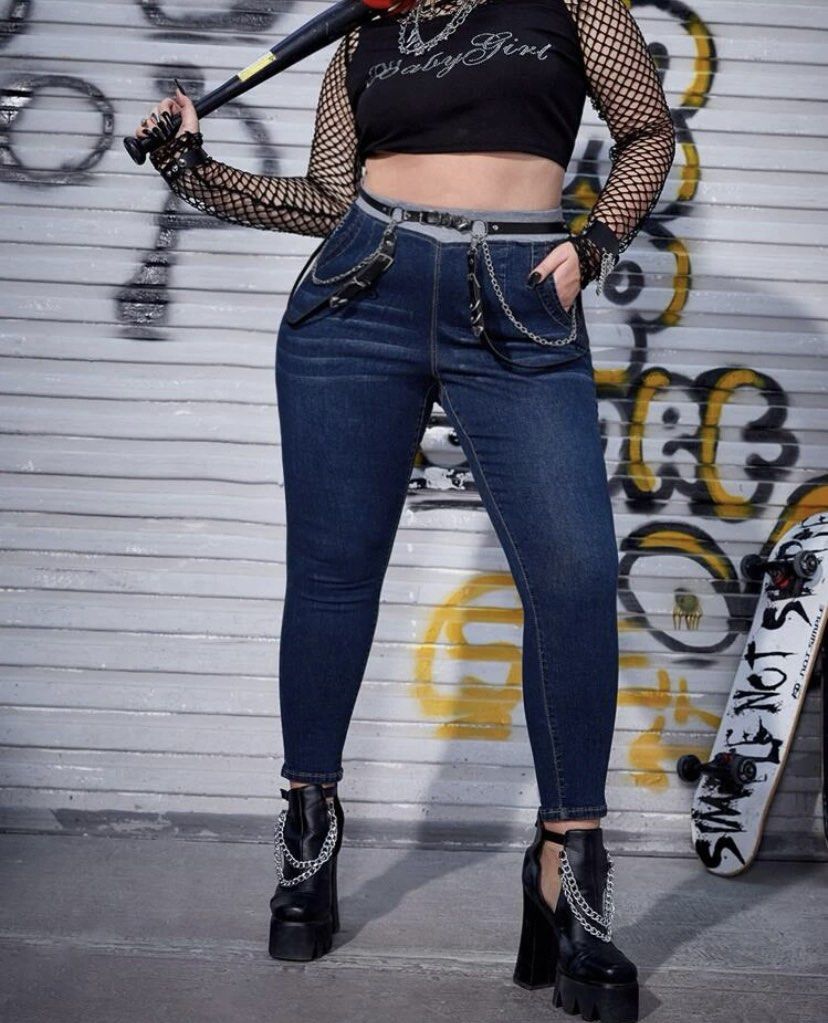 Elastic waist 2025 jeans with pockets