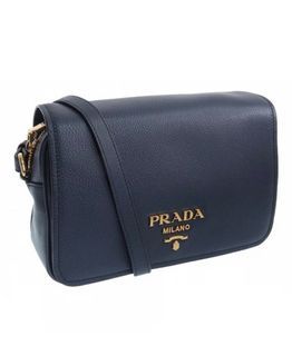 New Prada Black Vitello Phenix Leather Shoulder Camera Bag 1BH103