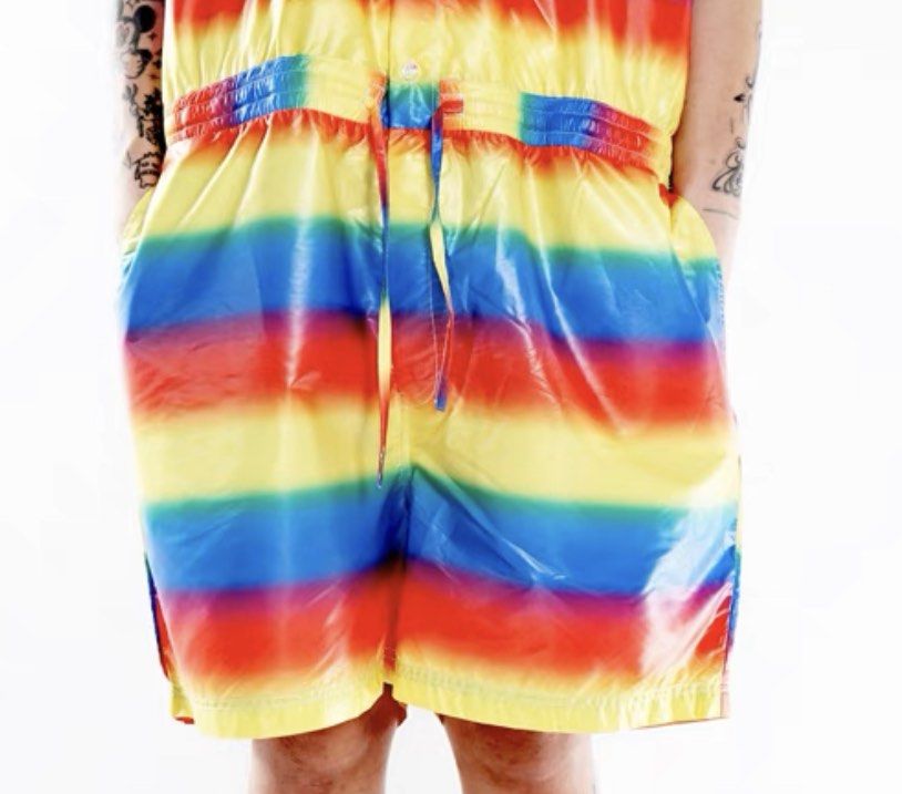 Rainbow Stripes Overall Romper Men s Fashion Tops Sets