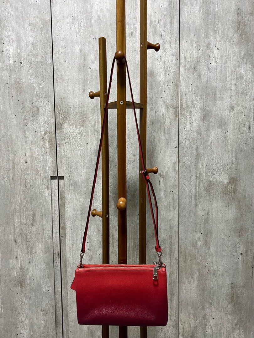 Rare Red Ombre Pebble Leather Crossbody Coach Bag