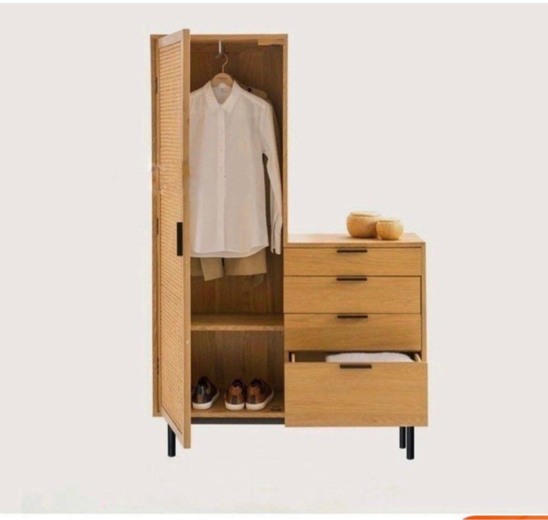 Rattan and wood wardrobe Furniture & Home Living, Furniture