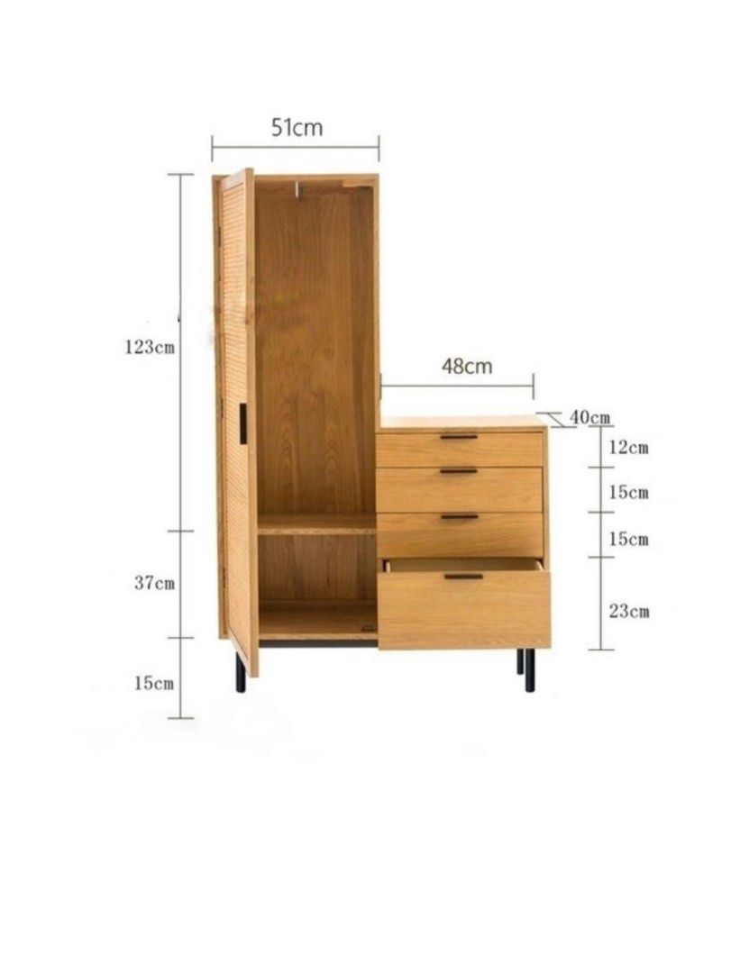 Rattan and wood wardrobe Furniture & Home Living, Furniture