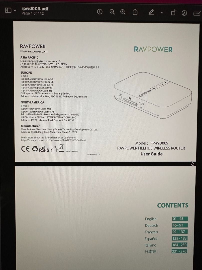 RAVPower Travel Router / File Hub / Power Bank RP-WD009, Computers