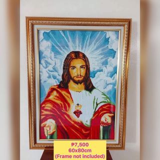 Sacred Heart of Jesus Christ Cross stitch for sale (Ready to frame)