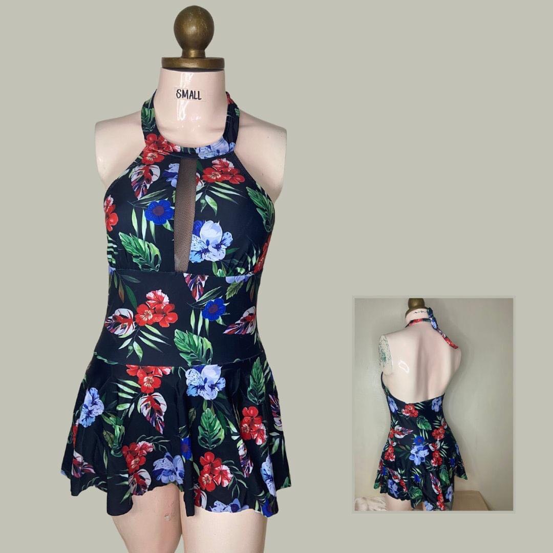 Sexy floral one piece dress swimsuit swimwear bikini / beach outfit on