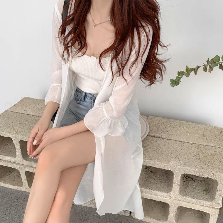 White sheer hotsell long cardigan