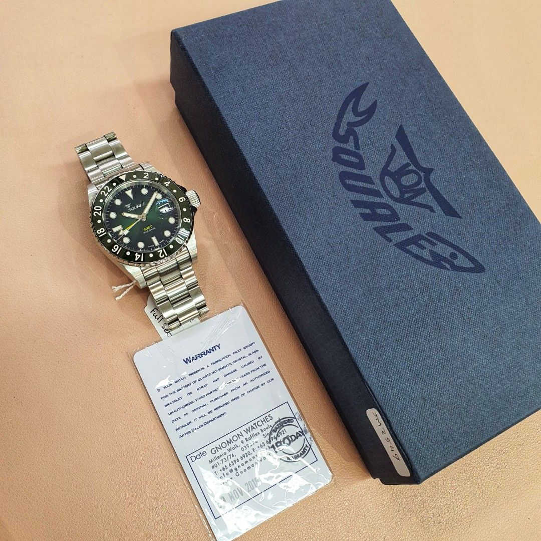 Squale GMT Y1545 Alpine Green Diver Watch Full Set 42mm