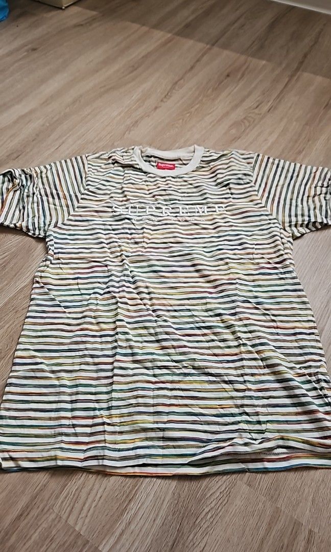 Supreme Static Stripe Tee Shirt Men s Fashion Tops Sets