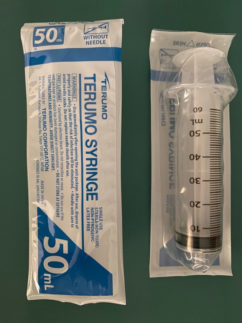 Terumo Syringe 50ml Luer Locktip, Health & Nutrition, Medical Supplies