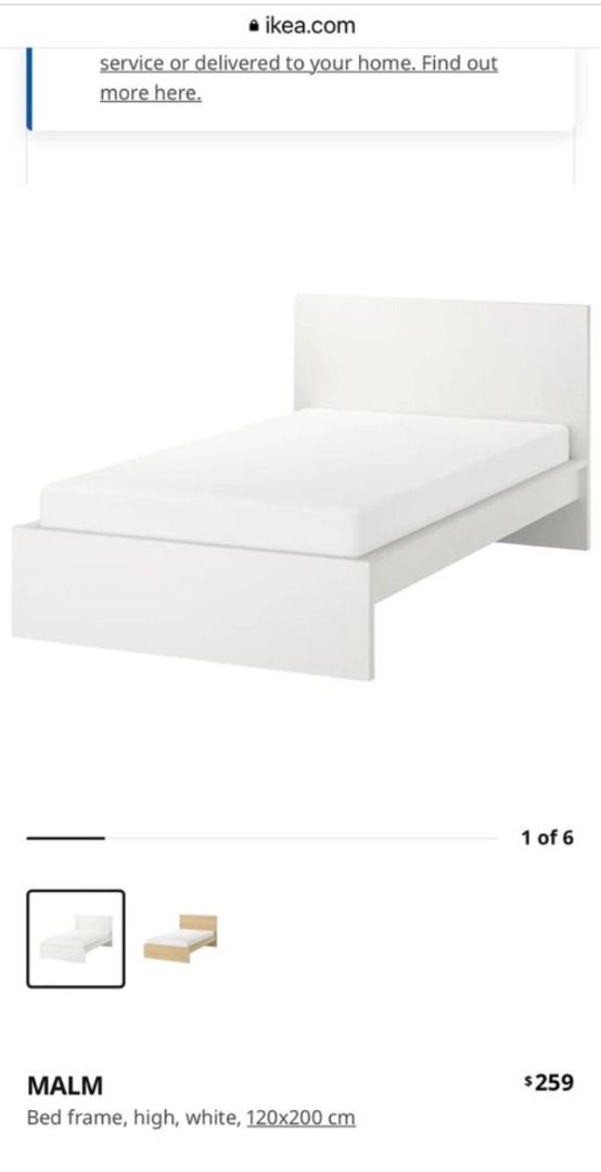 The Ikea frame and sprung mattress 150 x 200 cm, Furniture & Home Living, Furniture, Bed Frames