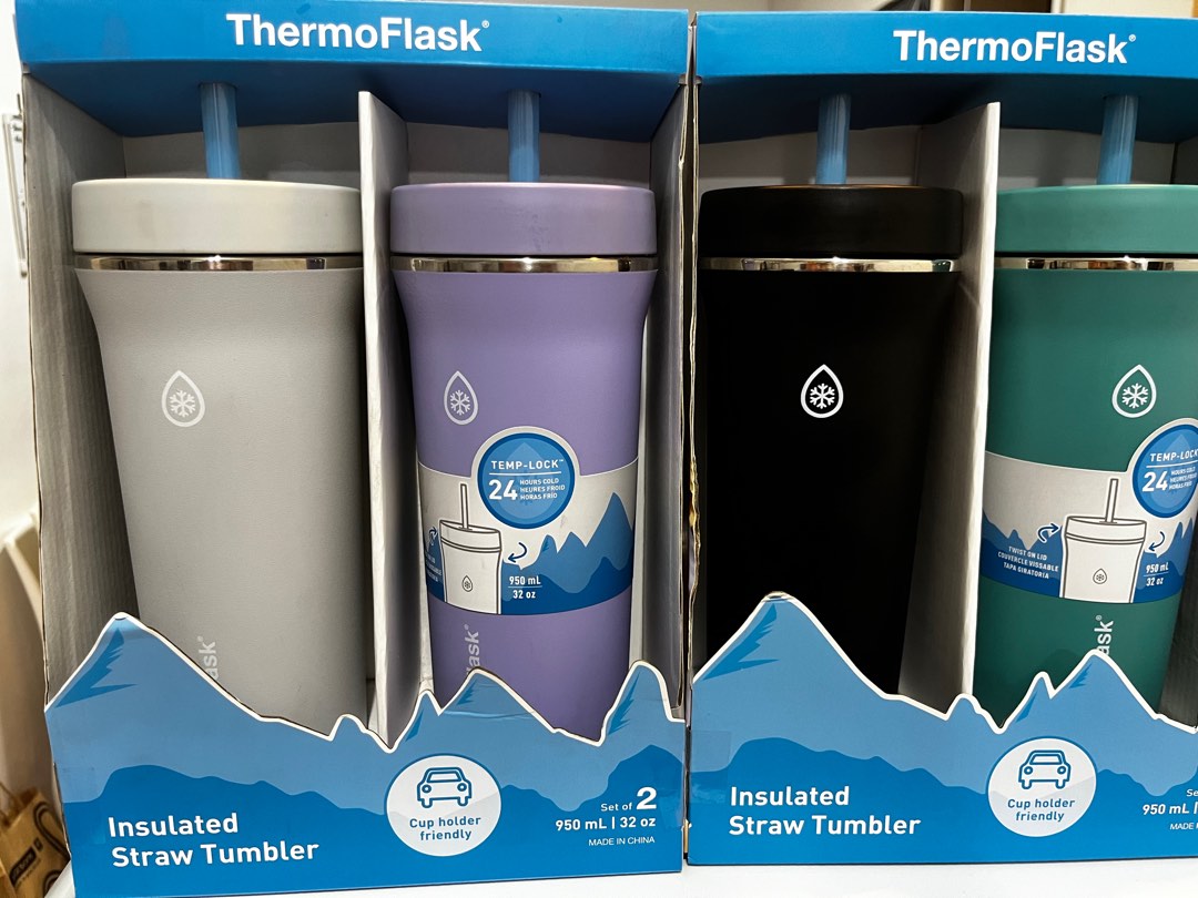 ThermoFlask Insulated Straw Tumbler (includes standard and jumbo