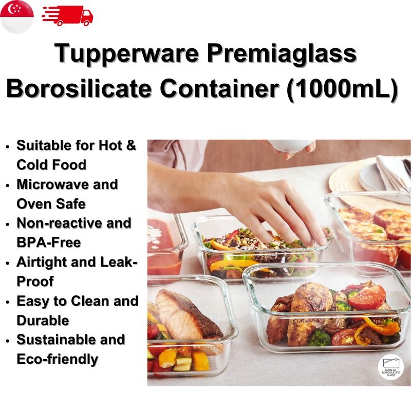 New Tupperware Premiaglass Premia Glass Container Set in Peacock