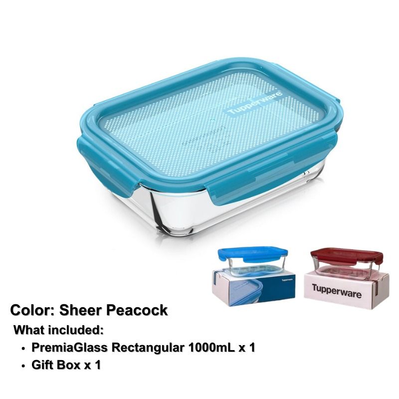 Tupperware PremiaGlass Borosilicate Container Set Blue New