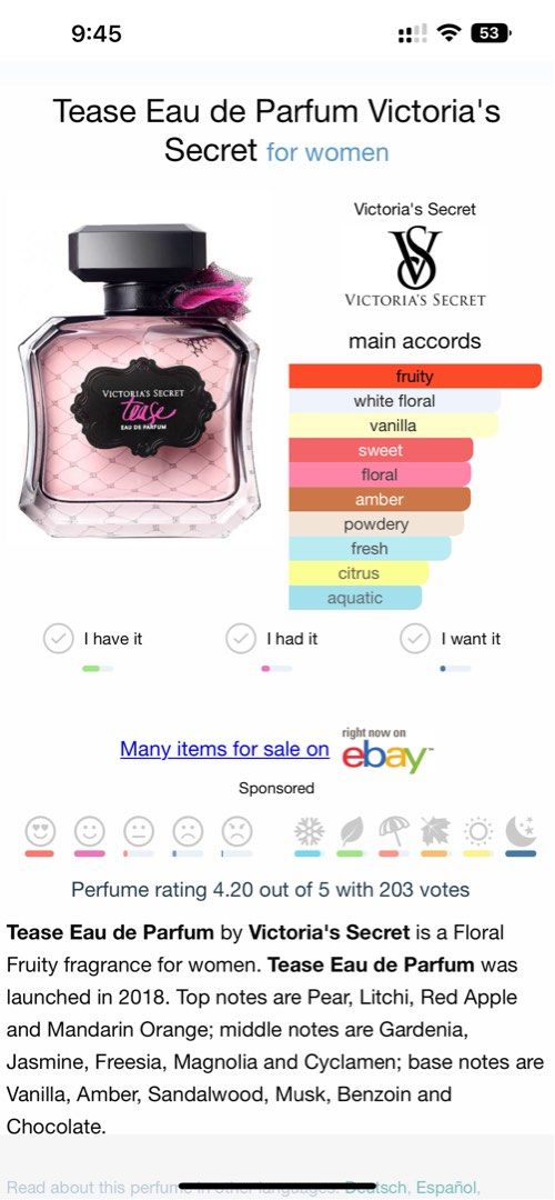 Tease best sale perfume notes