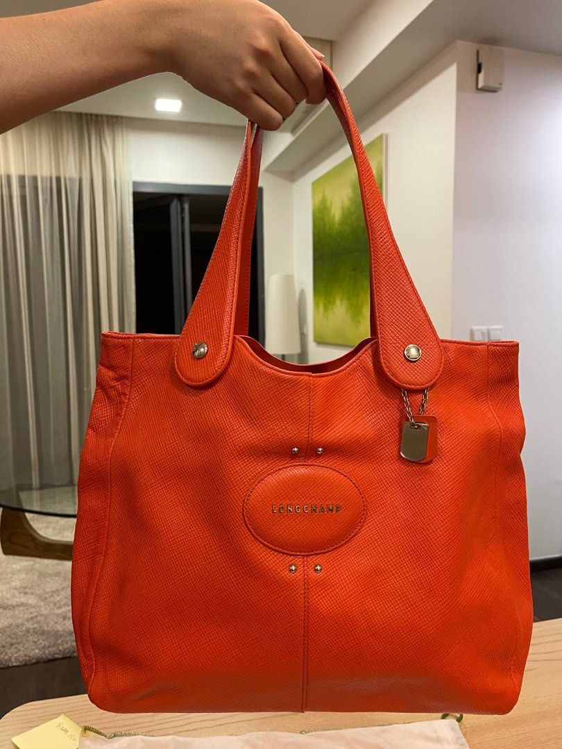Longchamp Quadri Poppy Red Leather Crossbody Bag Purse - - Receipt for sale  online