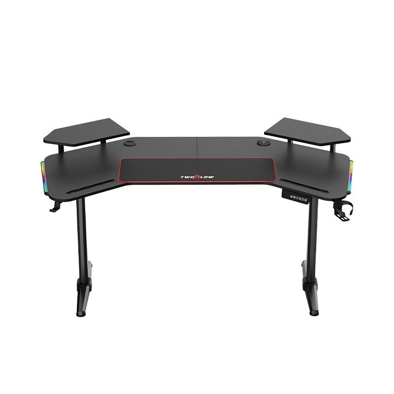 Wing Shaped Standing Home Office Workstation with Monitor Riser, Phone ...