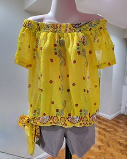 Yellow off-shoulder blouse