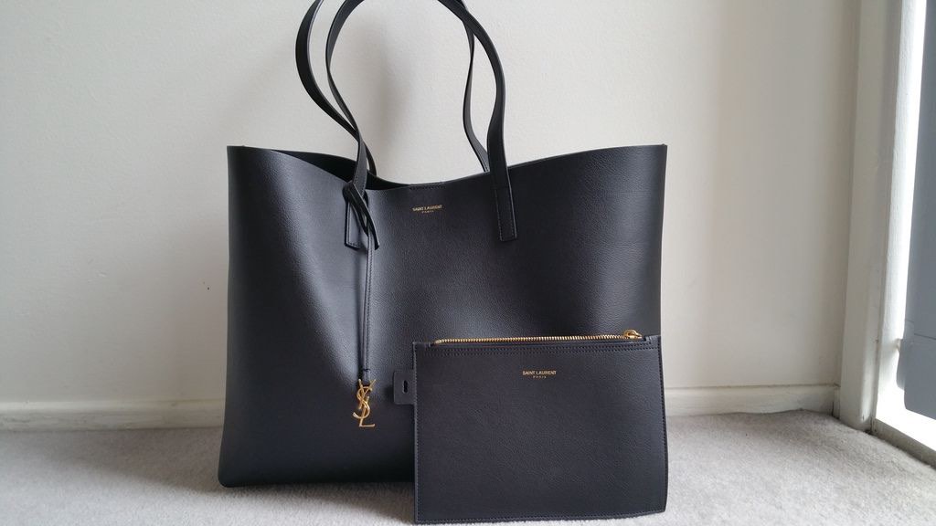 YSL leather shopper tote in black Luxury Bags Wallets on Carousell