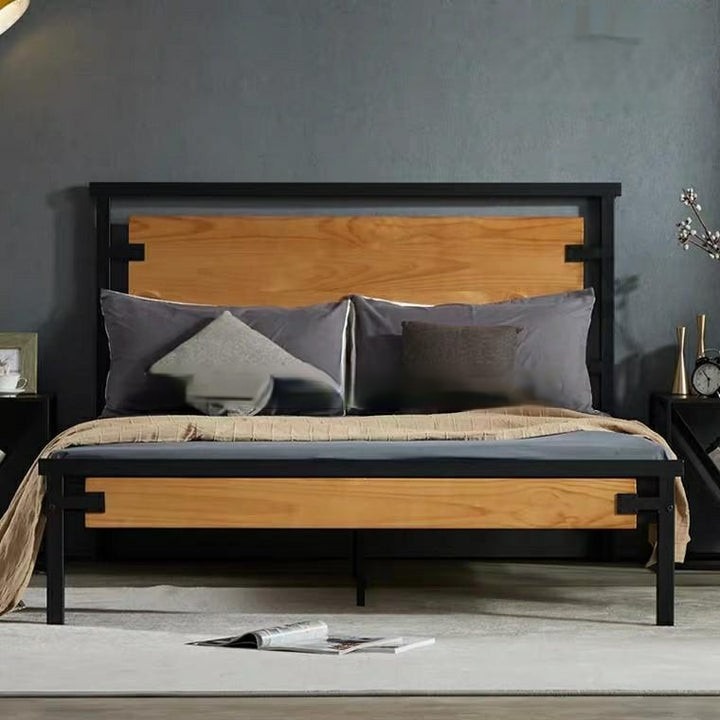 ZENITH Industrial Solid Wood Bed, Furniture & Home Living, Furniture