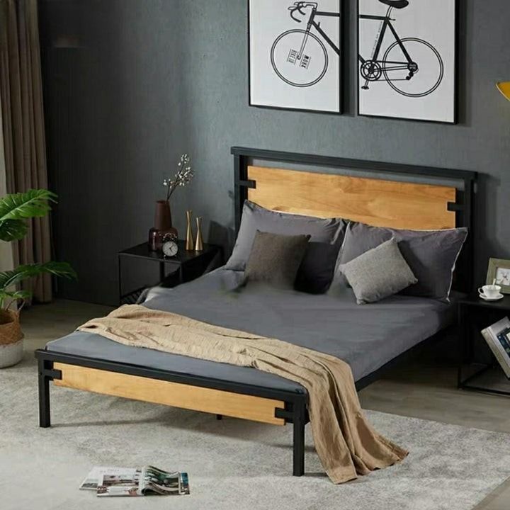 ZENITH Industrial Solid Wood Bed, Furniture & Home Living, Furniture