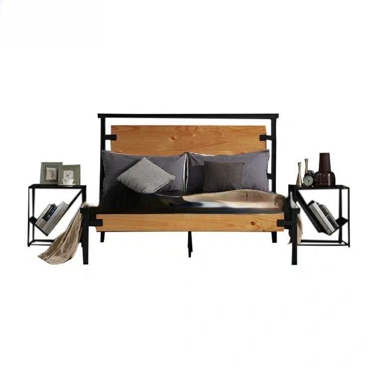 ZENITH Industrial Solid Wood Bed, Furniture & Home Living, Furniture