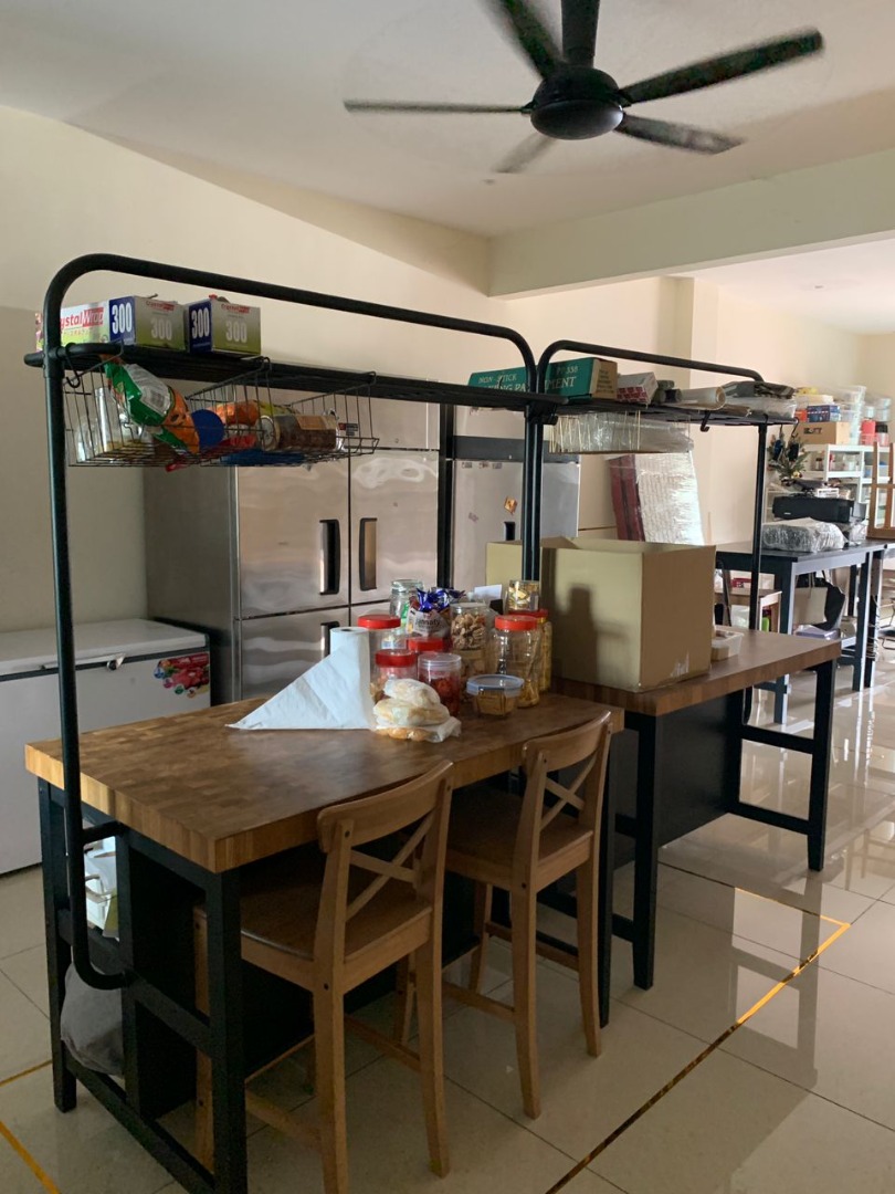 2 units of IKEA Vadholma Kitchen Island With Rack Black Oak Stainless