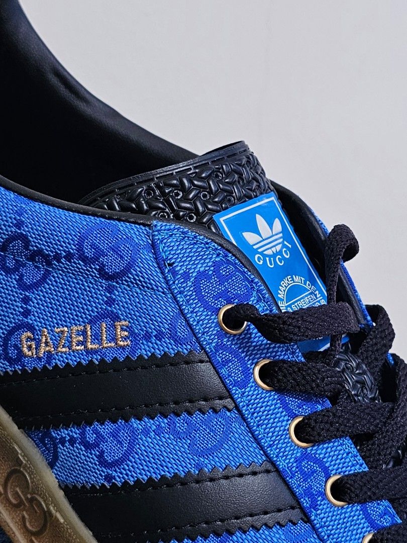 Adidas Gucci Men Gazelle Sneakers blue original GG canvas Luxury
