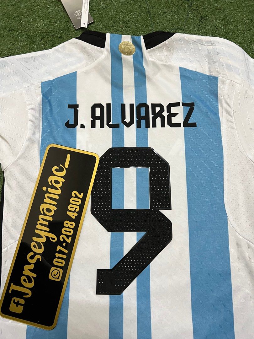 adidas Argentina Home 3 Star J.Alvarez 9 Jersey 2023 incl. FIFA Patch  (Official Printing)