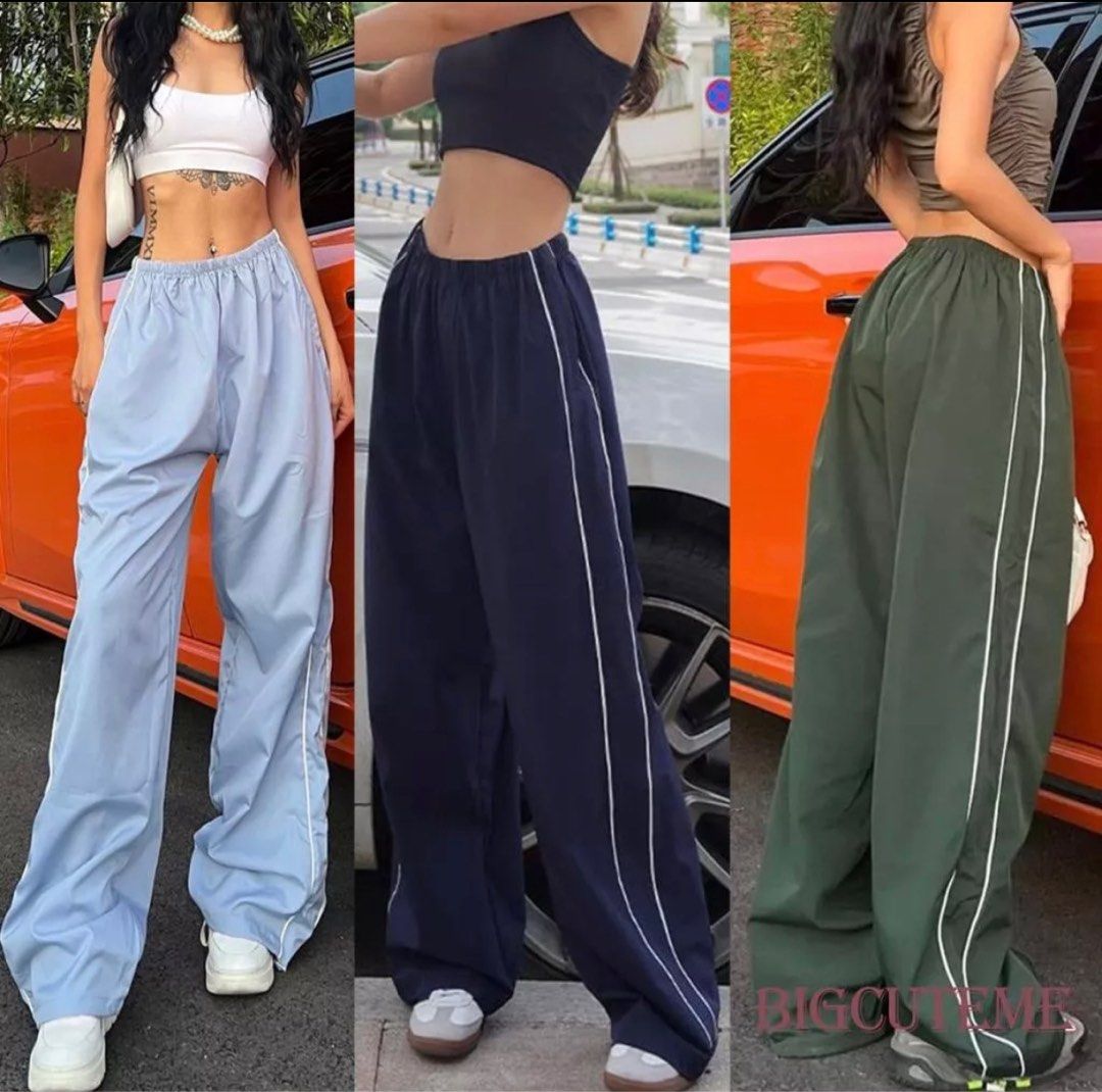 baggy wide legged pants (dark blue), Women's Fashion, Bottoms, Other Bottoms  on Carousell
