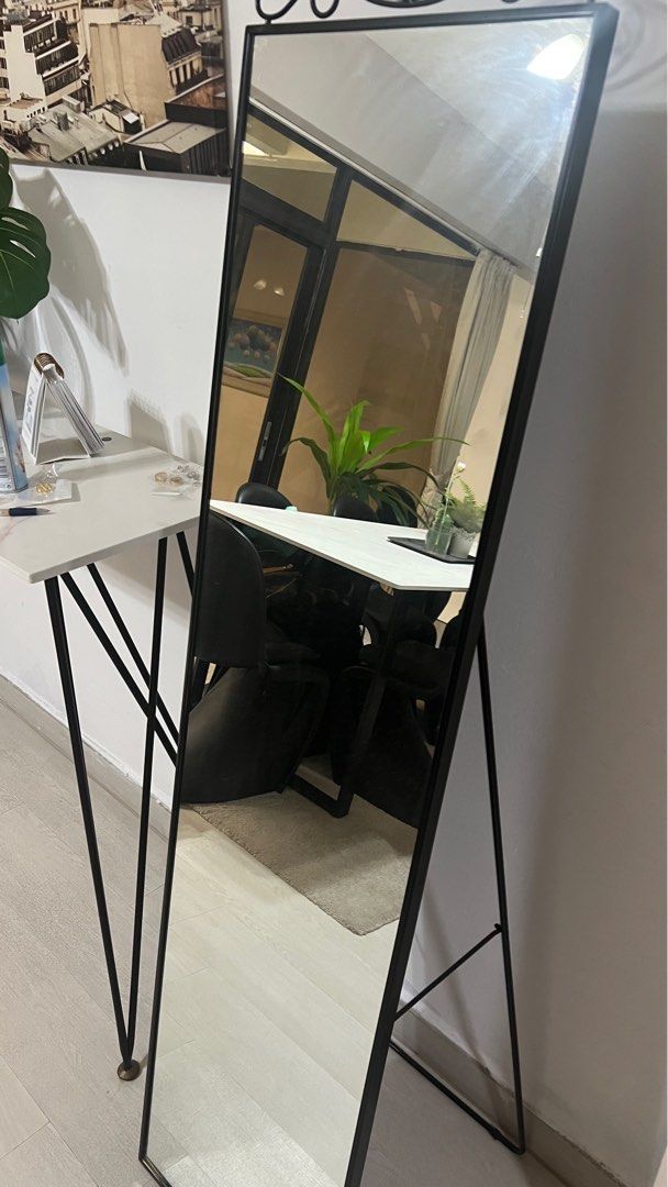 Black standing mirror (IKEA KARMSUND), Furniture & Home Living, Home