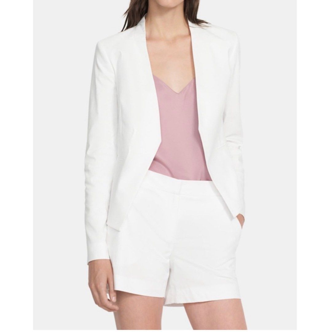 BNWOT Theory Lanai Elevated Twill Open Blazer White 0 Women s
