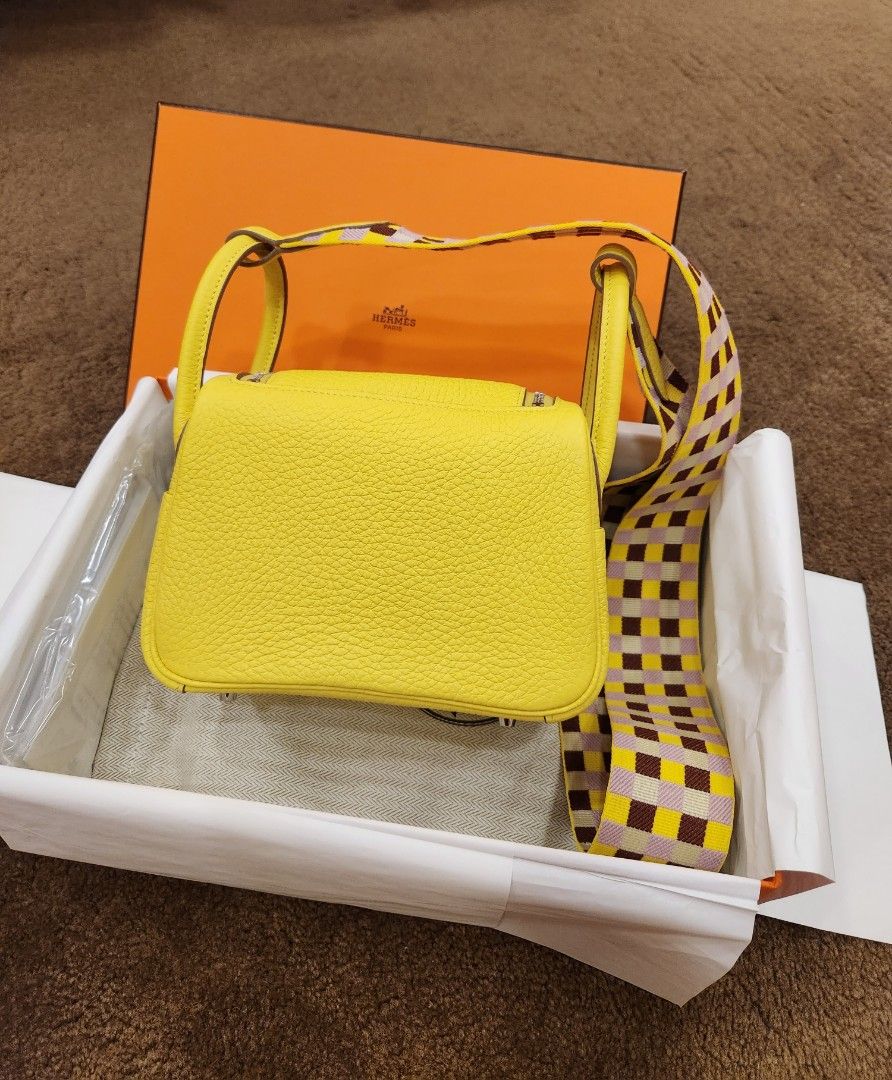 Brand NEW Hermes Mini Lindy Quadrille Lime Clemence PHW, Luxury, Bags ...