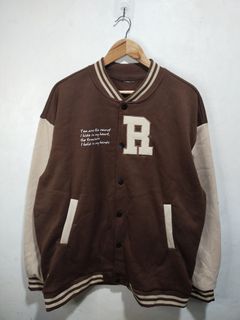 Brown Minimalist 'R' Varsity Jacket