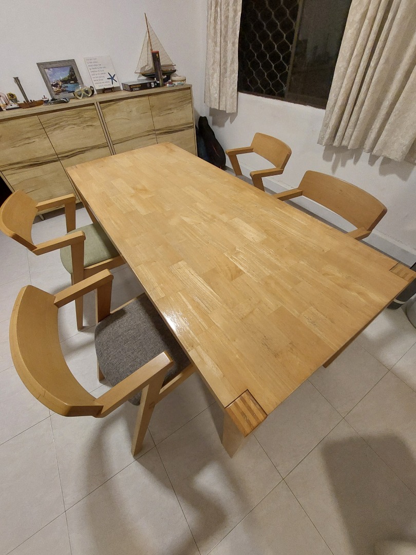Castlery dining table and 4 upholstered chairs, Furniture & Home Living ...