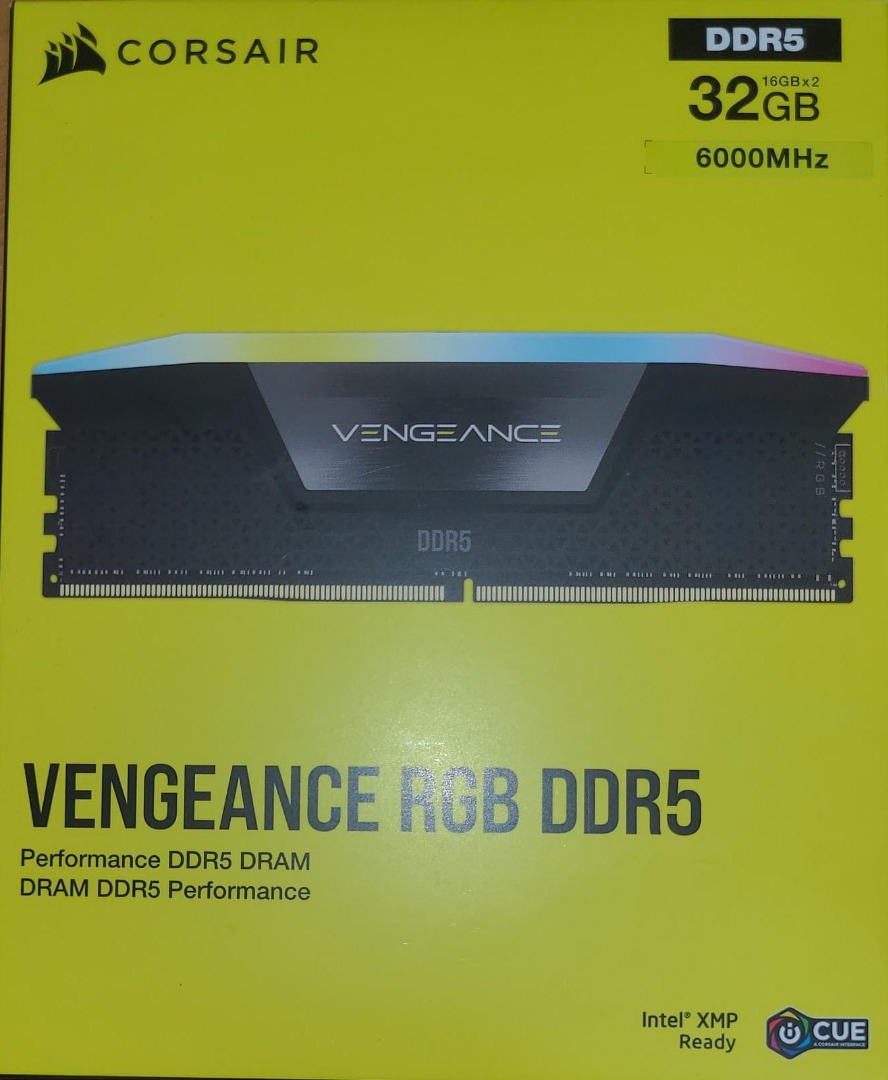 CORSAIR VENGEANCE RGB DDR5 32GB (2x16GB) 6000Mhz Black, Computers & Tech, Parts & Accessories