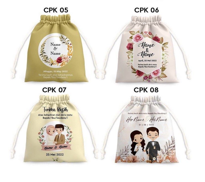 Custom Drawstring Pouch Cute For Gift Wedding Hampers Goodie Bag Free All Design