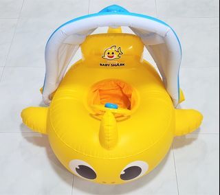 [Deliver to Door Step] Pinkfong Baby Shark Inflatable Swimming Ring Float Seat with Canopy Steering Wheel