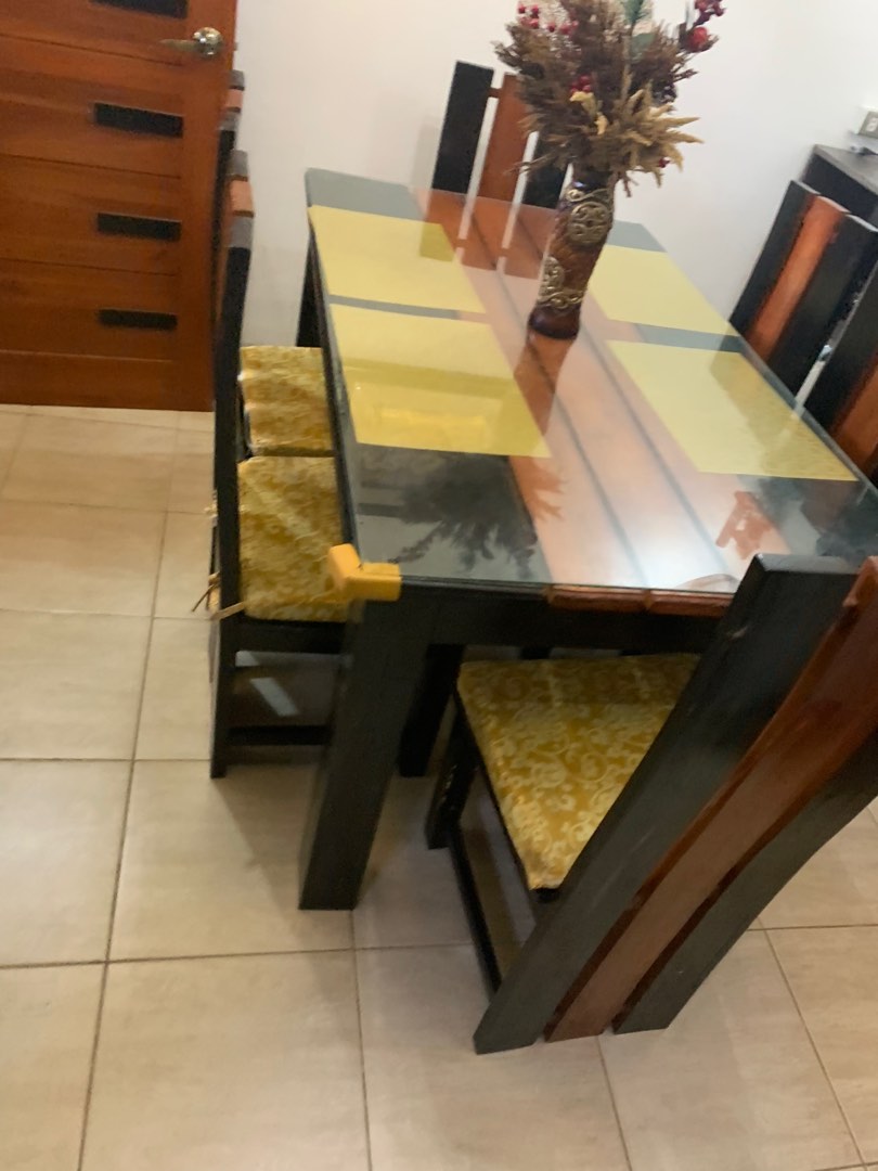 Dining Set 6seater Gmelina Solid Wood, Furniture & Home Living, Furniture, Tables & Sets on