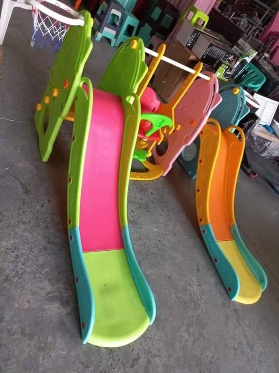 Double Slide with Swing for Kids (Category: Infant Playtime) located in Pasay City. Submitted by mjmsvarietystore (Listing ID 1233217628, Image 2). Description: Double Slide with Swing for Kids Price: 7,500 🟣Product size: 180x105x215cm 🟣Brand new and High quality 🟣Eco friendly 🟣Suitable for 1-8 years old 🟣Ideal gift for kids 🟣We do Shipping Nationwide For inquiries and to order: PM me on Facebook or Call/text me on 09603073035/ 09154178963.