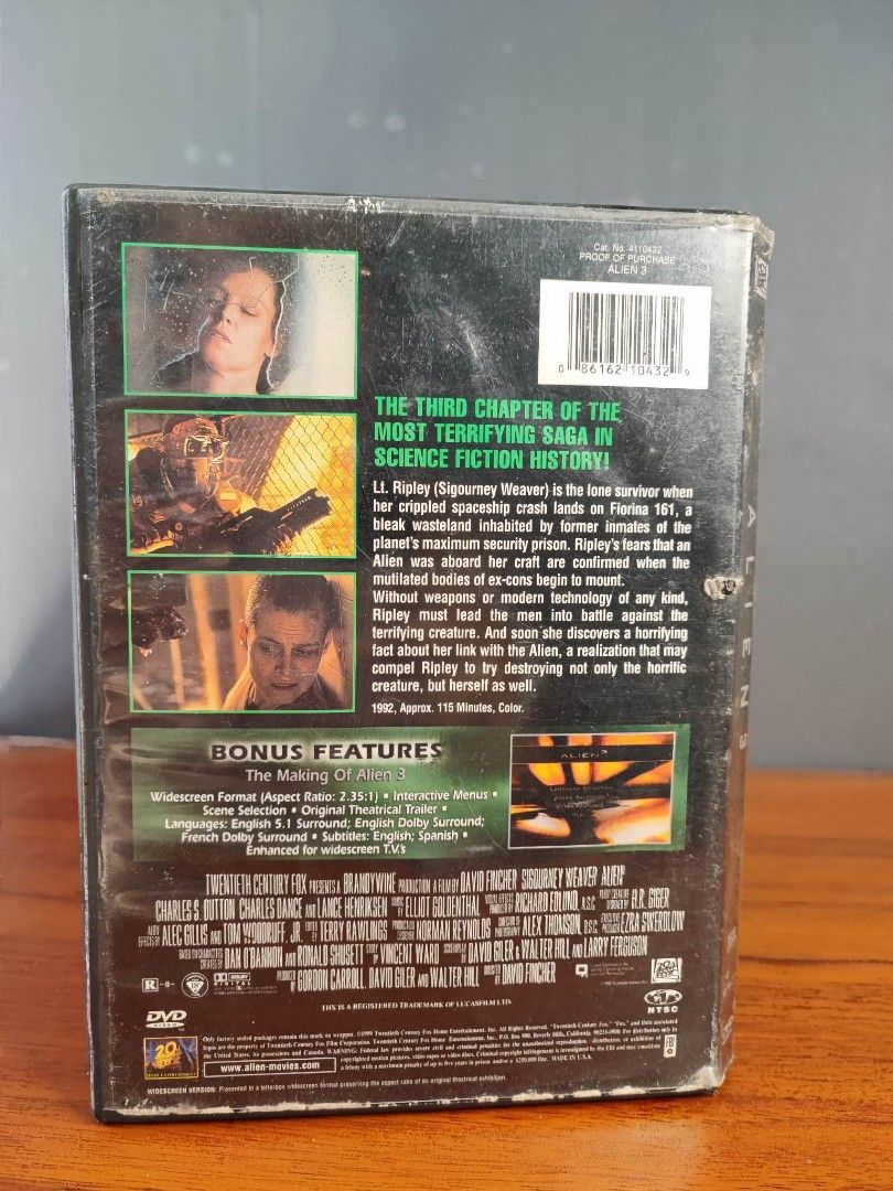 DVD Movies Alien 3 (Category: CDs & DVDs) located in Malolos. Submitted by ricojoie_collection (Listing ID 1233372149, Image 2). Description: DVD Movies Region 1 Welcome to my shop! Our products are part of our collection . You can chat with us if you have any questions. Happy shopping.