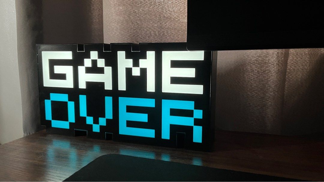 Game over light playstation light game over 8bit pixel LED wall light