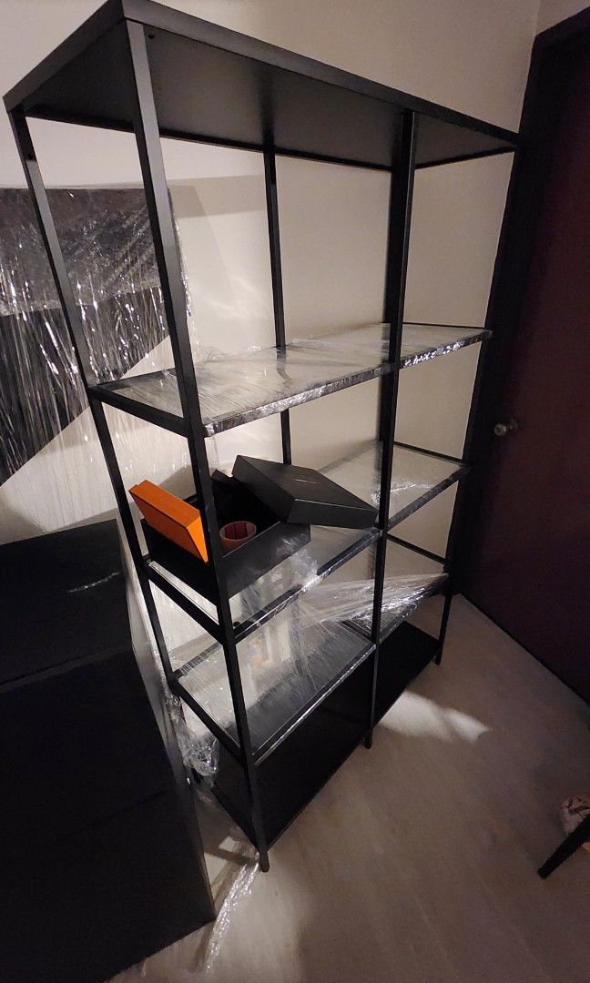 Glass metal rack, Furniture & Home Living, Furniture, Shelves,