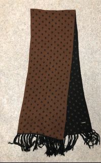 GUESS Vtg Wool Knit Scarf Black Brown Choco Graphic